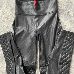 Spanx Leather Leggings with Moto Pattern